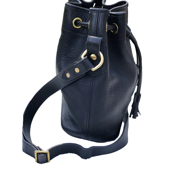 Dooney And Bourke Black Leather Drawstring Bag USA Bucket Crossbody Bag B000538 - Picture 6 of 9